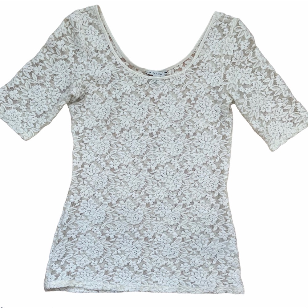 Women’s Lace Sheer White Top Small